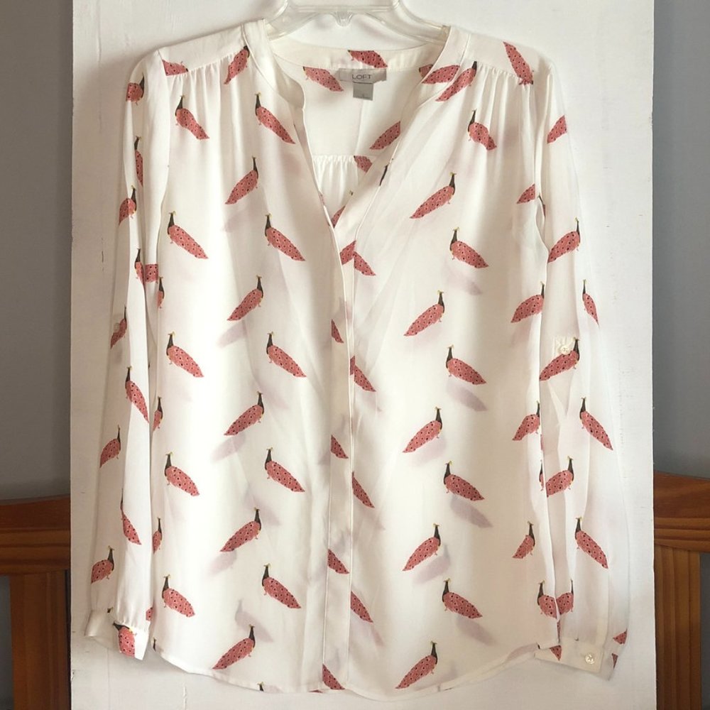 LOFT Peacock Long-sleeve Blouse